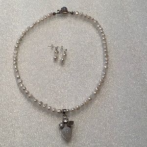 Pearl, Moonstone, Druzy Quartz, Cubic Zirconia, Labradorite Necklace, Earrings